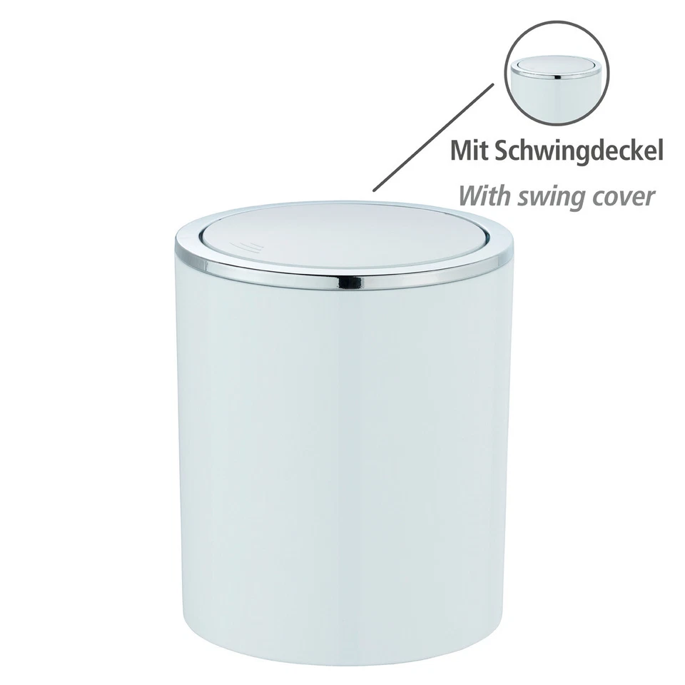 WENKO Müll Eimer Inca white 2 L Schwingdeckel Kosmetik Bad Küche Gäste WC Abfall - Bild 2 von 4