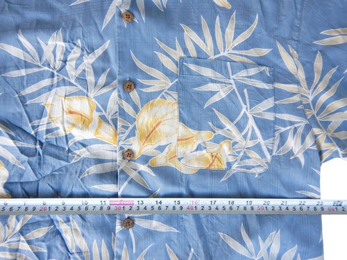 Tommy Bahama Men's Designer Vintage 100% Silk Blue White Hawaiian Shirt x2 Large - Picture 4 of 15