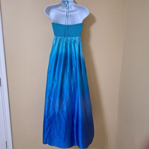 Betsey Johnson Womens Teal & Blue Ombre Silk Halter Maxi Dress Size 0 Mermaid - Picture 10 of 17