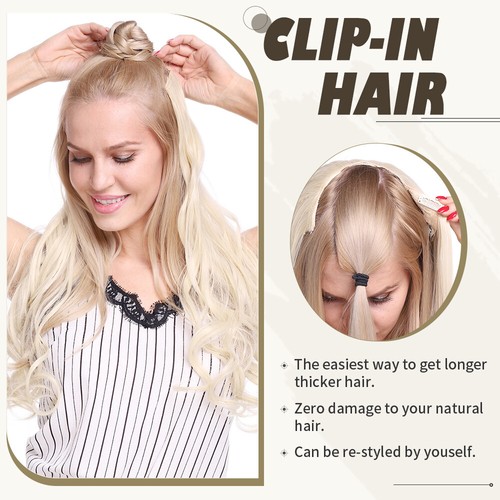 USA Mega Thick Clip In Hair Extensions One Piece Straight Curly Wavy As Human - Picture 3 of 72