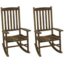 2 Pieces High Back Wood Porch Rocker Home Out...