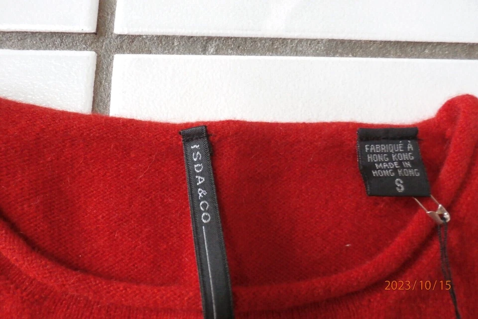 Nuevo con etiquetas Suéter Isda & Co 100% Cachemira Borde Enrollado Cuello Redondo Corto Slv S Chile F866 Foto 4 de 4