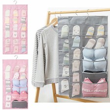 30 Pockets Double 2 Side Hanging Bag Bra Underwear Storage Organiser Tidy Hanger
