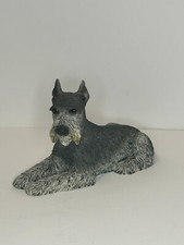 Estatuilla de perro Castagna Schnauzer 1988 vintage negra y gris ~ Hecha en Italia en muy buena condición