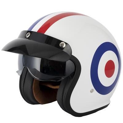 VCAN H589 Roundel Jethelm Motorradhelm Roller Moped Crusier Retro Deckel