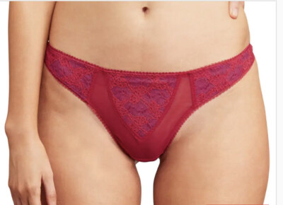 DITA VON TEESE Sexy Cherry Magenta Lacy Witchery G String Thong Bnwt UK 12 M B33