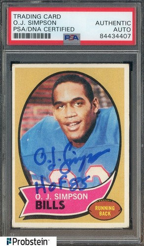 OJ Simpson HOF Signed 1970 Topps Football #90 RC Rookie PSA/DNA AUTO