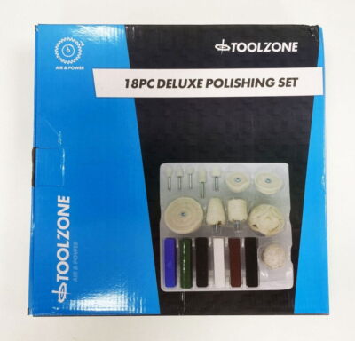 POLIERSET 18-TEILIG MIT 6 COMPOUNDS FILZBOBS POLIERSCHEIBEN UND RÄDERN - TOOLZONE KDPPW1