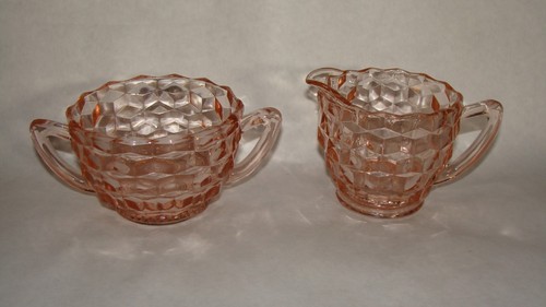 Jeannette Glass Creamer & Sugar Pink - Imagen 2 de 12