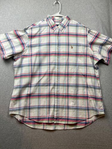 Ralph Lauren Plaid Button Up Shirt Mens 2XL Coastal Summer Short Sleeve