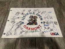 2025 PGA GOLF SIGNED US OPEN FIELD FLAG AUTOGRAPH SPIETH BURNS JJ SPAUN HOVLAND