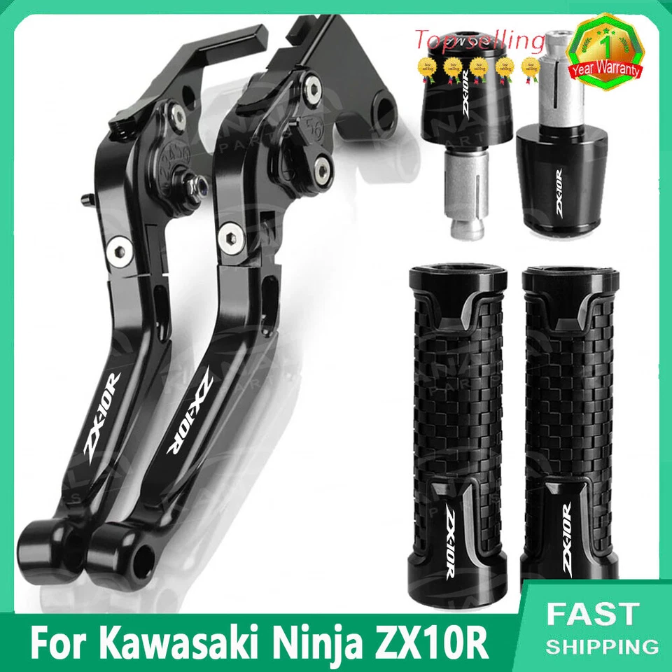 New For Kawasaki Ninja ZX10R CNC Motorcycle Brake Clutch Levers Handle Grips Set Foto 4 de 4