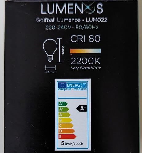 6x ELG Luminos 2200k gold tint 5w DIMMABLE G45 LED Golfball Bulb LES E27 (A3) - Picture 3 of 3