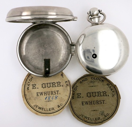 Antique Pocket Watch - Silver pair cases, verge, motto dial, Rye, 1868 - Picture 4 of 10