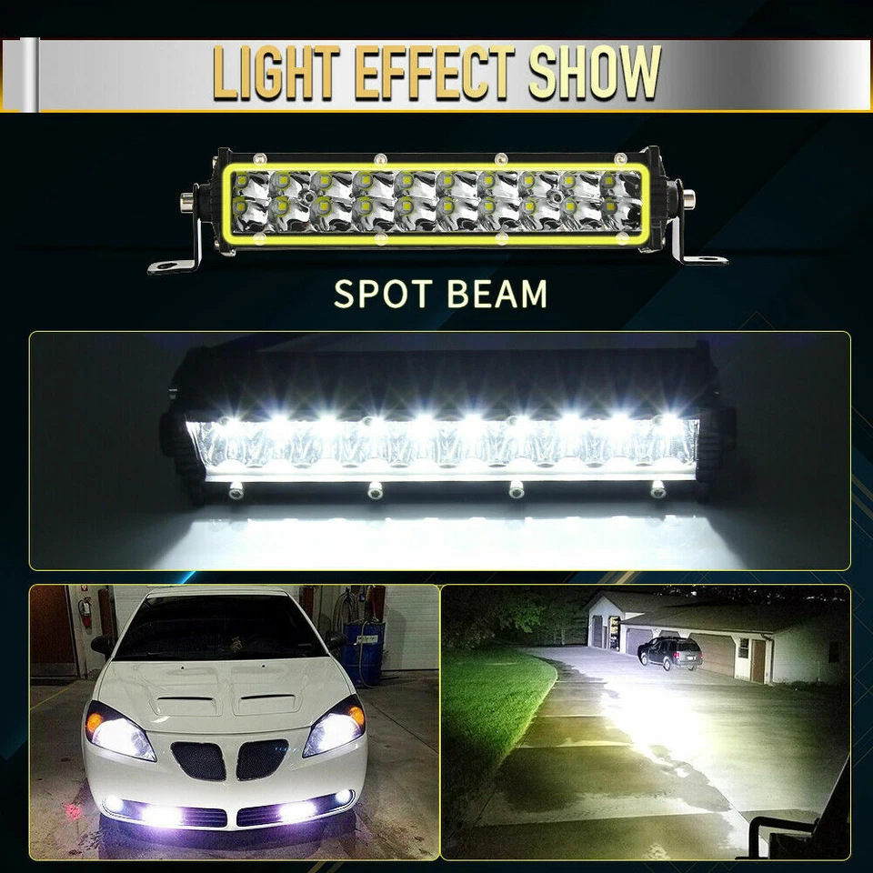 4x 8"in 1180W LED WORK LIGHT BAR FLOOD BEAM OFFROAD DRIVING LAMP FOG ATV SUV 4WD - Image 3 of 4