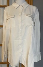 Reformation Women’s Dress Shirt Sz XL Ivory Long Sleeves Button Up Pockets