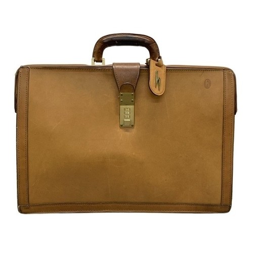 Hartmann Business Bag - Leather Light Brown Name Tag Initial Engraving Used F/S