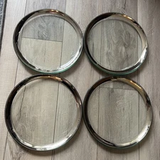 Annieglass Signed 1999 Roman Antique Platinum Glass 12" Buffet Plate Set Of 4