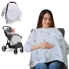 Go Mommy Muslin Nursing Cover 100% Cotton Breastfeeding & Carseat Canopy 90x60cm