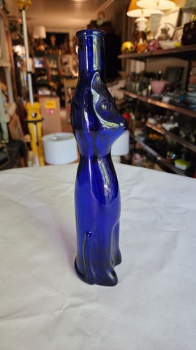 Royal Blue Happy Cat Weinflasche Kobaltblau 13"T - Bild 3 von 15