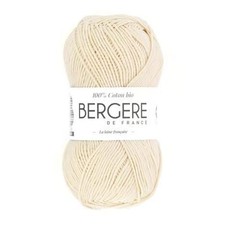 Pelote de laine - Ecru - 100% coton bio - 3mm - Tricot et crochet - Bergère de F