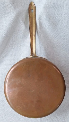Vtg Copper Sauce Pot with Brass Handle, Portugal, Heavy Patina, Decor Only - Picture 11 of 13