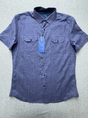 Essex Crossing Shirt Mens Medium Modern Fit Linen Blend Stretch Velvet Mrnig