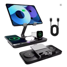 7-in-1 Wireless Charger Station for iPhone Apple Watch AirPods with Clock