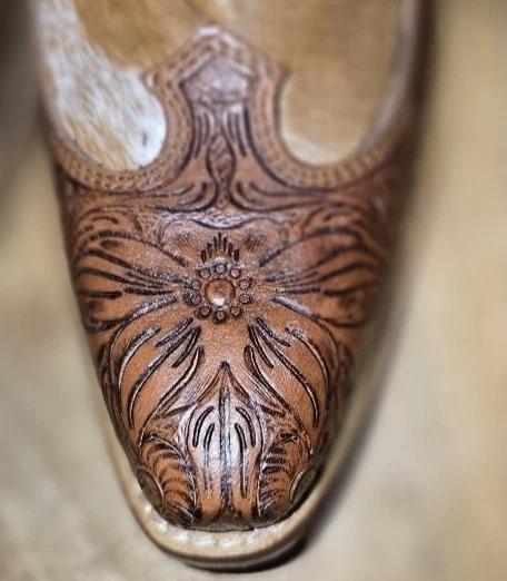 Myra Bag-Hairon Hide-botines de vaquera de cuero mecanizado a mano por Myra-NUEVO CON ETIQUETAS- Foto 3 de 4