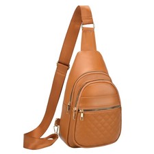 PU Leather Sling Bag for Women Crossbody Chest Bag Fanny Pack Trendy Travel L...