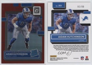 2022 Panini Donruss Optic Rated Red Prizm /99 Aidan Hutchinson #213 Rookie RC