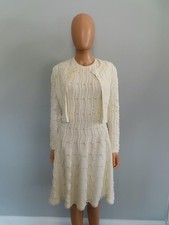 Oscar de la Renta Ecru Open Knit Sleeveless Dress Size L