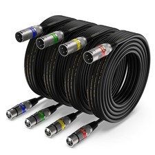 XLR Cable 15ft 4 Packs - Premium Balanced DMX Cable with 3-Pin XLR Male to Fe...