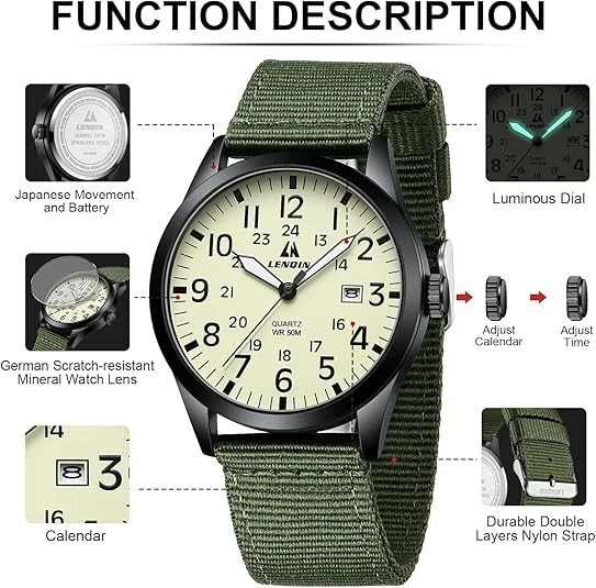 Reloj de Pulsera para Hombre Mujer 38mm Resistente Exterior Cuerda Militar Foto 4 de 4