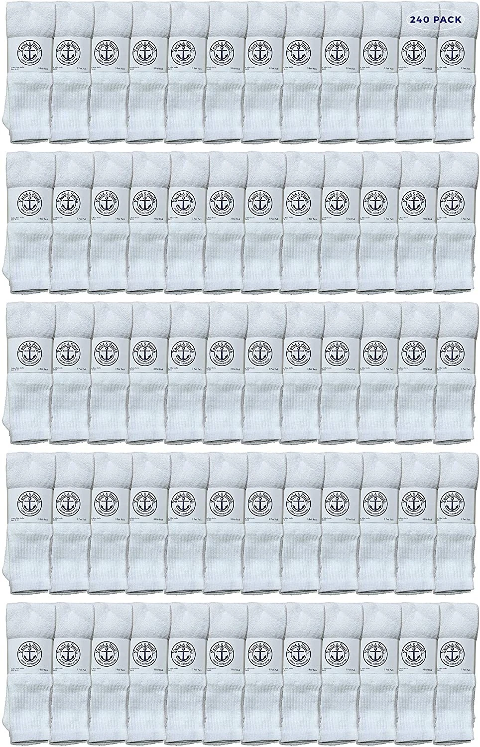 240 Units of 28 Inch Men's Long Tube Socks, White Cotton Tube Socks Size 13-16