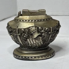 Vintage Elgin American Table Lighter Medieval Knight In Armor Theme Silver Rare