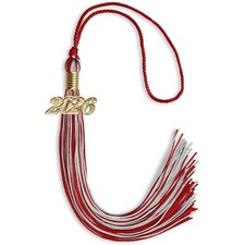 Endea Graduation Red/Silver Mixed Color Tassel With Gold Date Drop