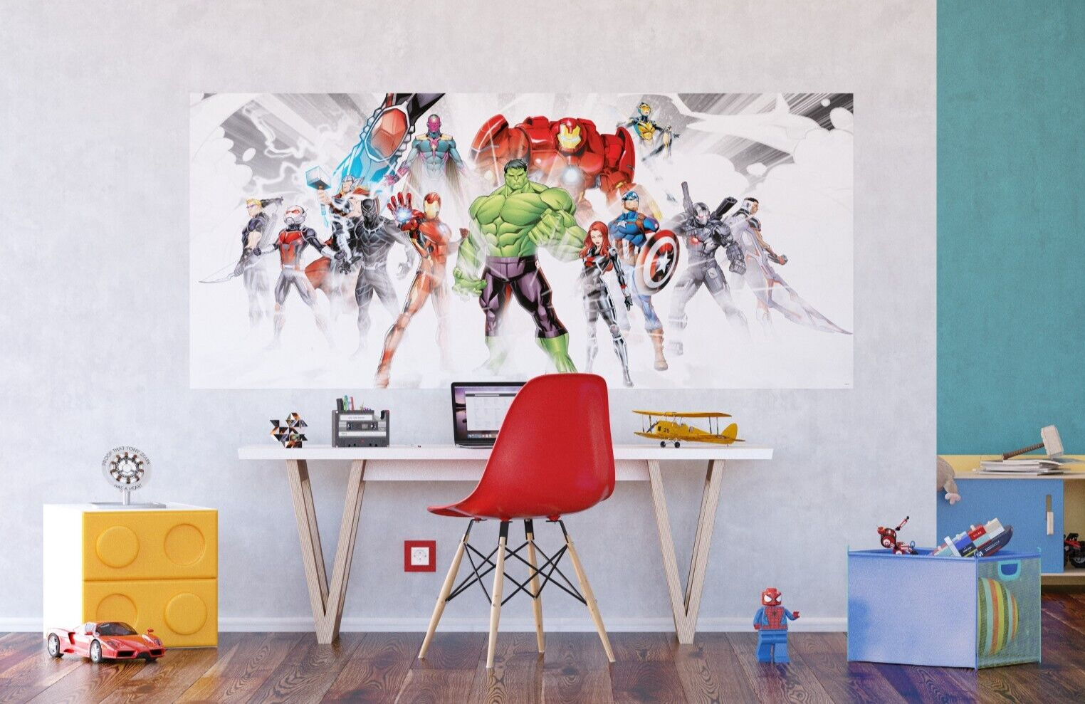 Marvel childrens bedroom WALL MURAL Avengers panoramic colourful wallpaper