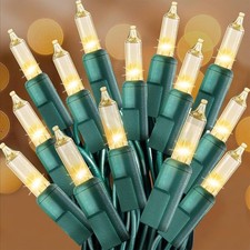Clear Christmas Lights 25FT 100 Incandescent Bulbs Warm White Mini Lights wit...