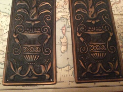 Reclaimed Solid Brass Door Finger Plates Antque Copper finish Large Oblong 1 - Picture 2 of 4