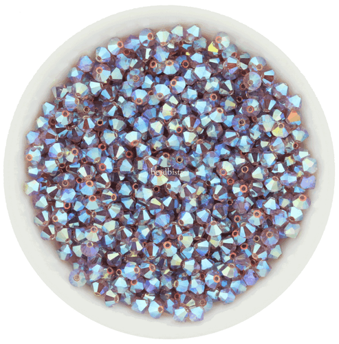 Preciosa Bicones Light Amethyst AB2X 3mm, 4mm, 6mm Crystal Bicones - Picture 1 of 2