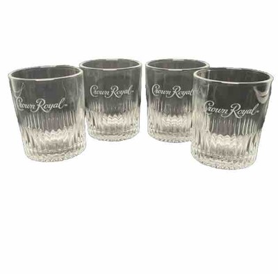 VTG Set Of 4 Crown Royal Whiskey Limited Edition 8oz. Clear Etched Glass Cup NEW