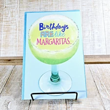 American Greetings Birthday Card Margaritas Blue Green Glitter