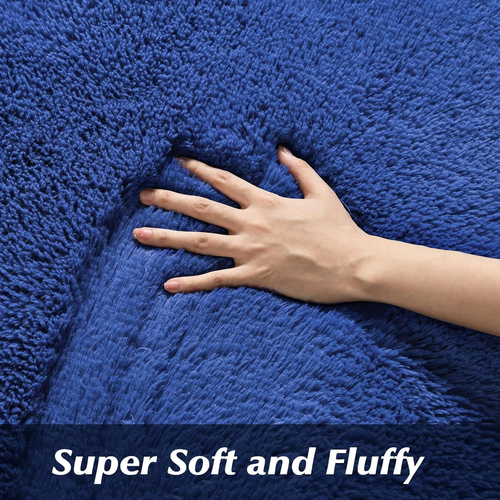 Super Soft Shag Area Rug for Living Room, 4X5.9 Ft Indigo Rug for Girls Bedroom, - Picture 4 of 12