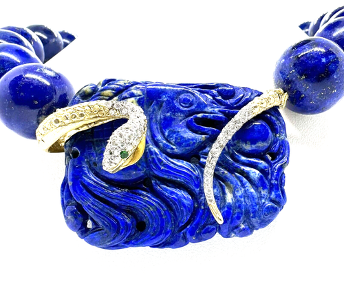 Collar de broche magnético de 18 k con broche magnético tallado en serpiente de diamante 14 k - Imagen 6 de 15