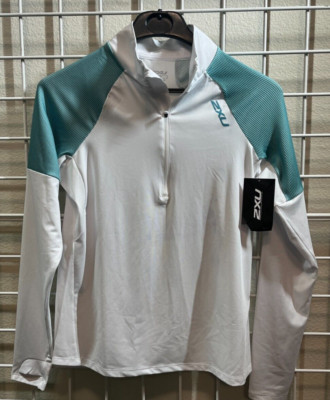 New Women's 2XU Light Speed 1/2 Zip   WR6674a Wht  Size SM