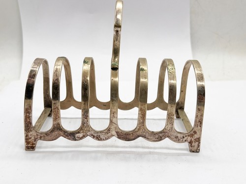 VINTAGE SILVER PLATE GOTHIC STYLE 6 SLICE TABLE TOAST STAND HOLDER RACK - Picture 3 of 10