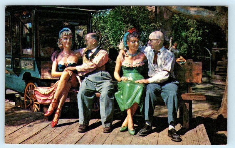 KNOTT'S BERRY FARM, CA ~ Calico Saloon Girls MARILYN & CECELIA Photo Op Postcard