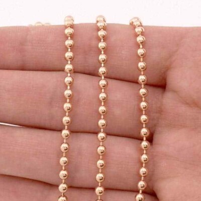 14K Rose Gold 3mm Ball Beaded Chain (Hollow) 22