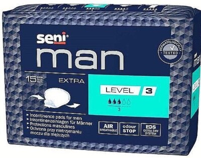 SENI Man Extra Level 3 Einlagen für Herren, 27x22,5cm, 500ml Saugl. (0,43/Stk.)